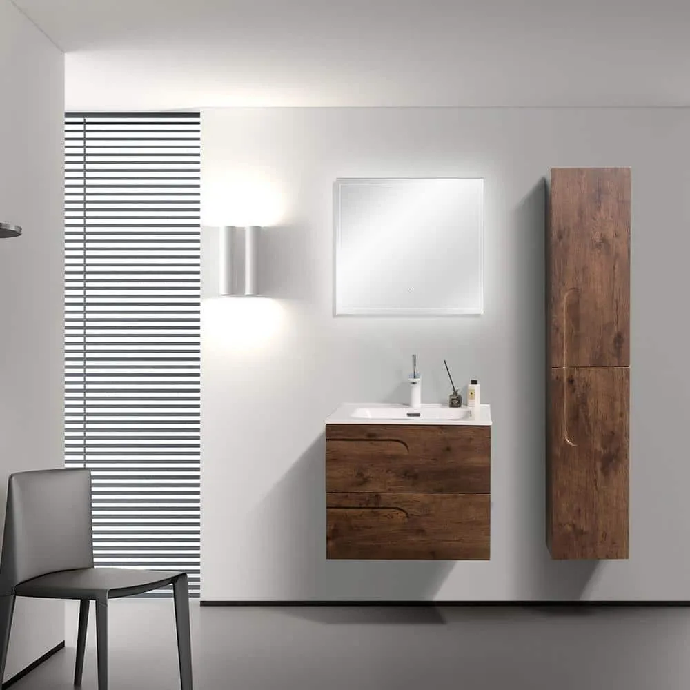 Eviva Joy 32 in. W x 18 in. D x 20.5 in. H Floating Bathroom Vanity in Rosewood with White Porcelain Top and Integrated Sink, photo 2 of 3