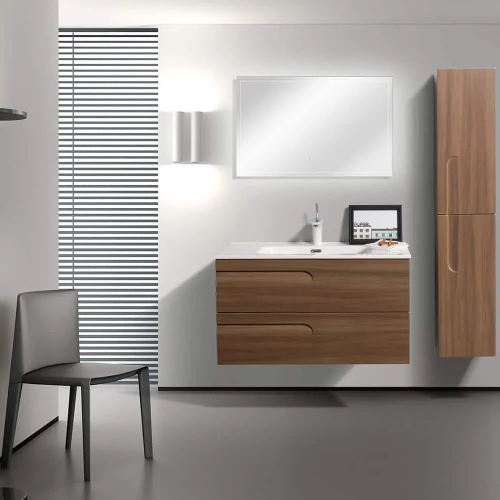 Eviva Joy 36 in. W x 18 in. D x 20.5 in. H Floating Bathroom Vanity in Graywood with White Porcelain Top with White Sink, photo 2 of 3