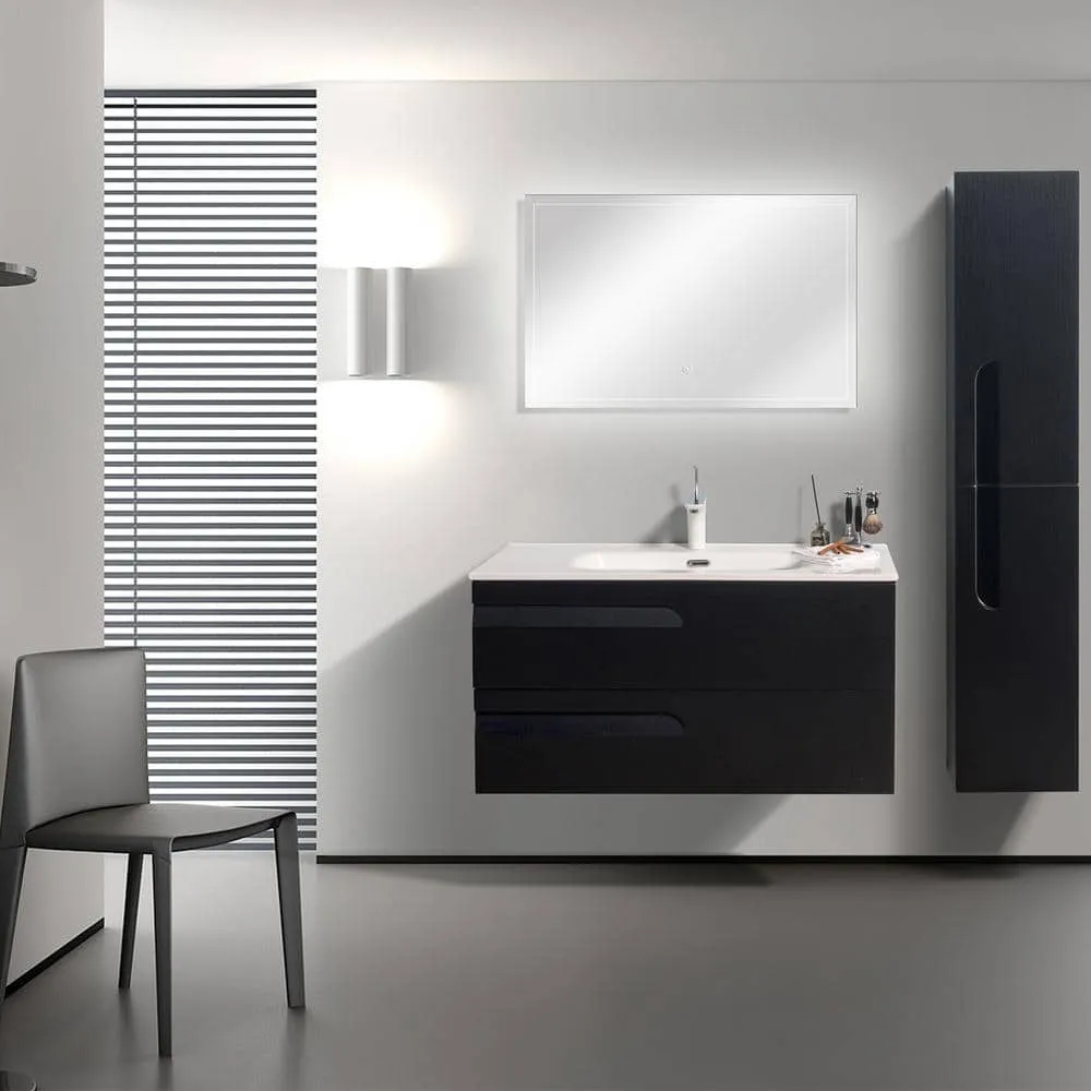 Eviva Joy 39 in. W x 18 in. D x 20.5 in. H Floating Bathroom Vanity in Blackwood with White Porcelain Top with White Sink, photo 2 of 3