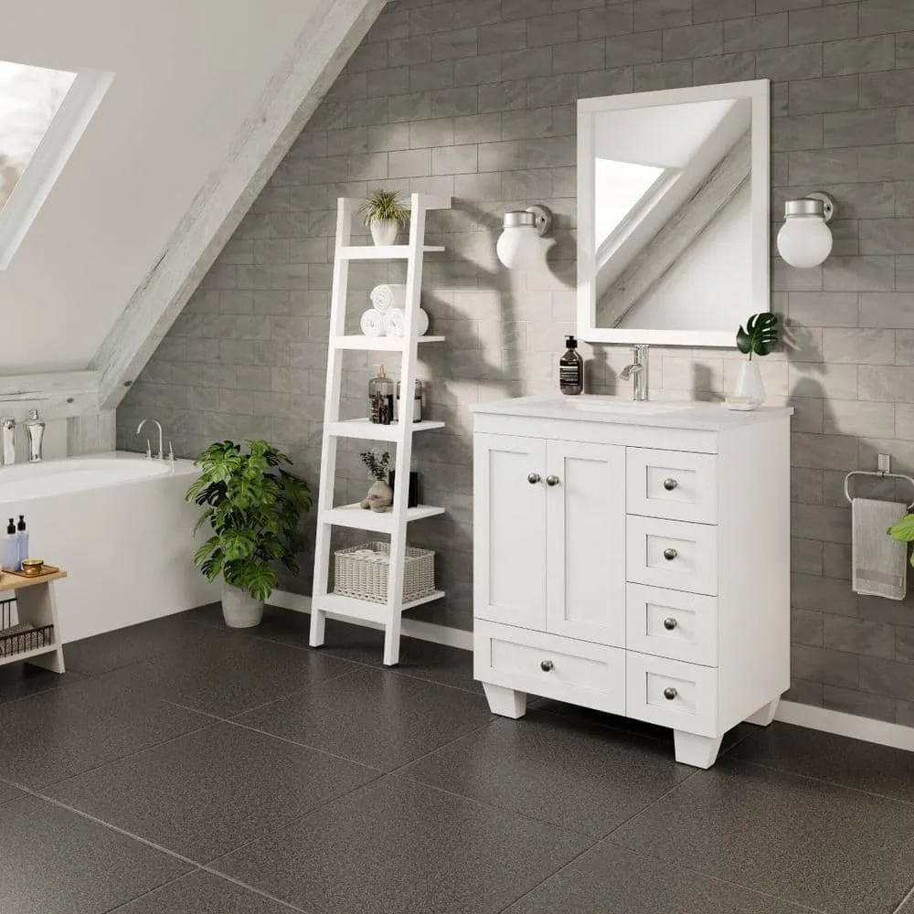 Eviva Happy 28 in. W x 18 in. D x 34 in. H White Bathroom Vanity with White Carrara Marble Top and White Undermount Sink, photo 4 of 8