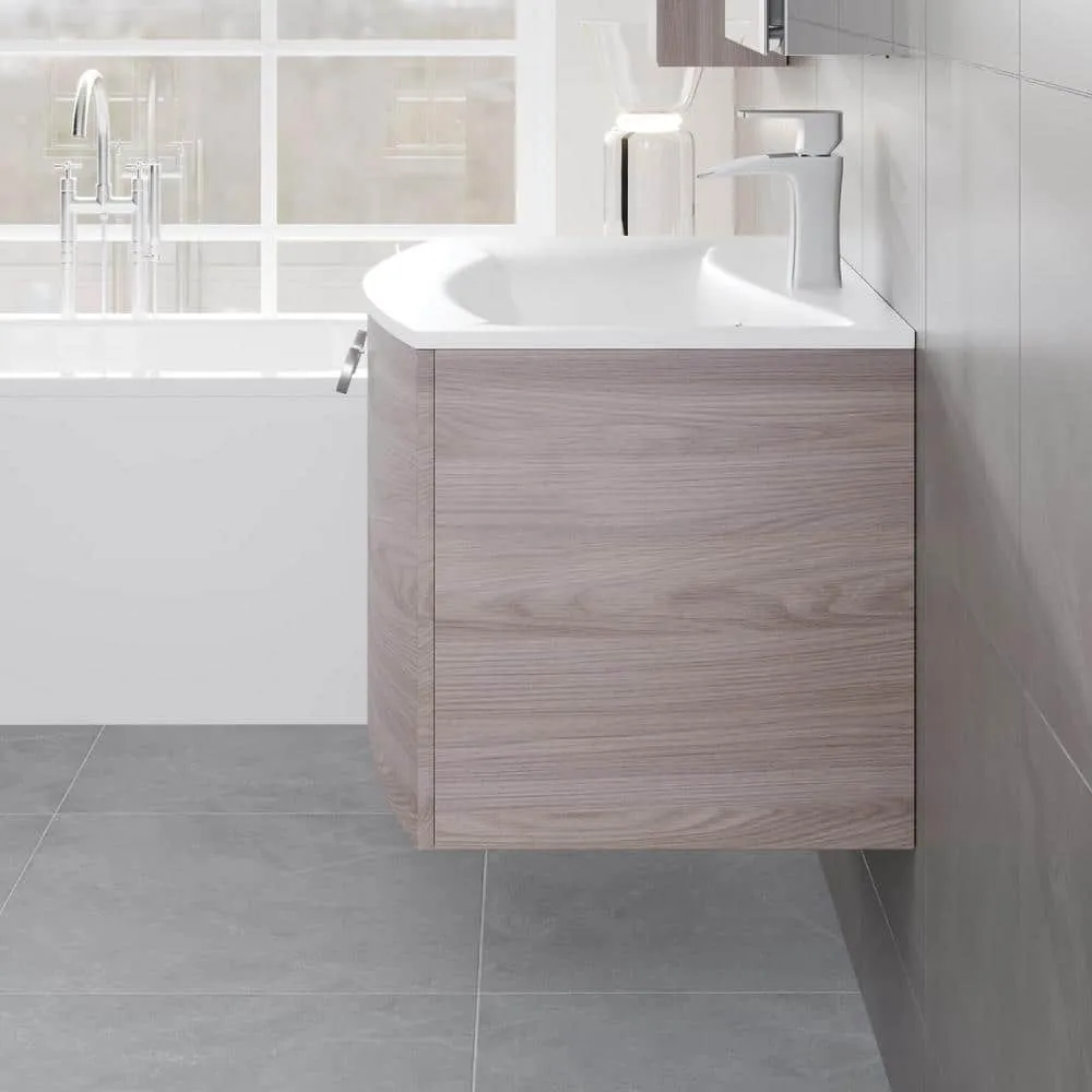 Eviva Romina 28 in. W x 22 in. D x 22 in. H Single Sink Wallmount Bath Vanity in Gray Oak with White Acrylic Top, photo 2 of 3