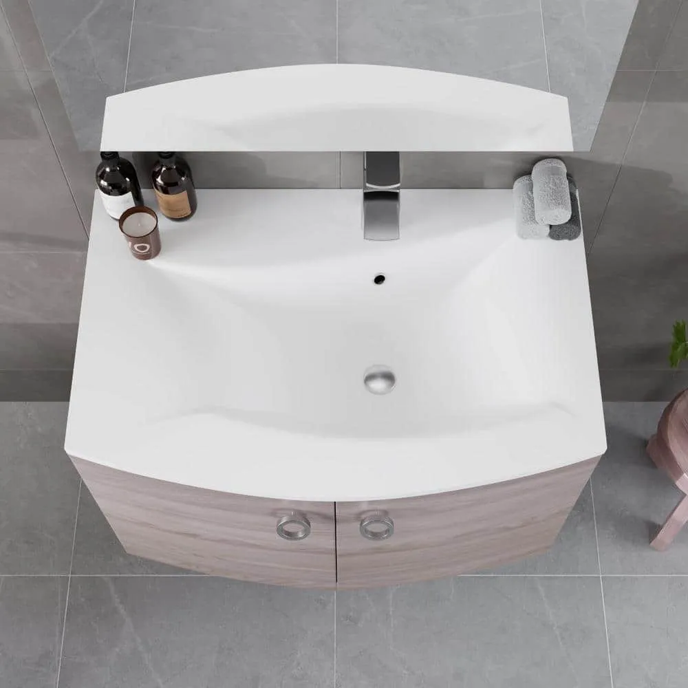 Eviva Romina 28 in. W x 22 in. D x 22 in. H Single Sink Wallmount Bath Vanity in Gray Oak with White Acrylic Top, photo 3 of 3