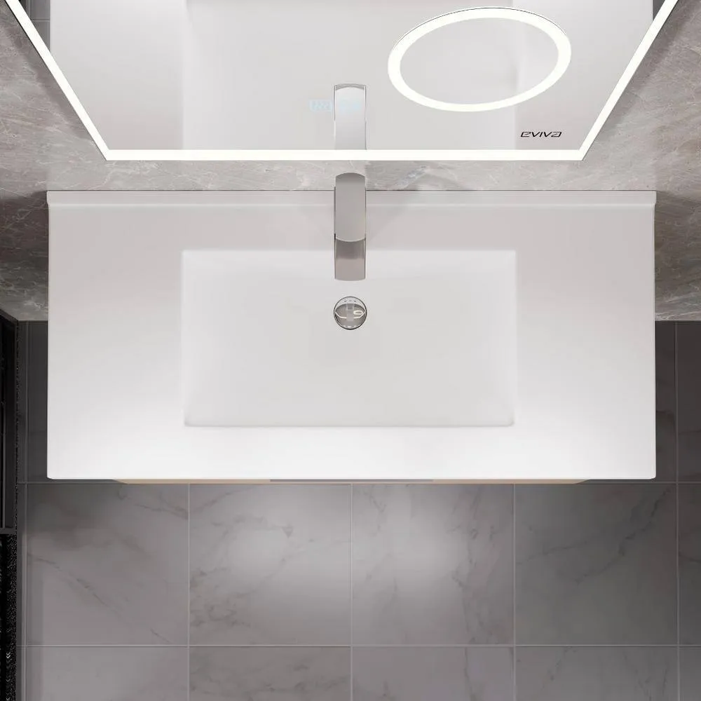 Eviva Orleans 38 in. W x 20 in. D x 23 in. H Single Sink Wallmount Bath Vanity in Light Oak with White Porcelain Top, photo 3 of 3