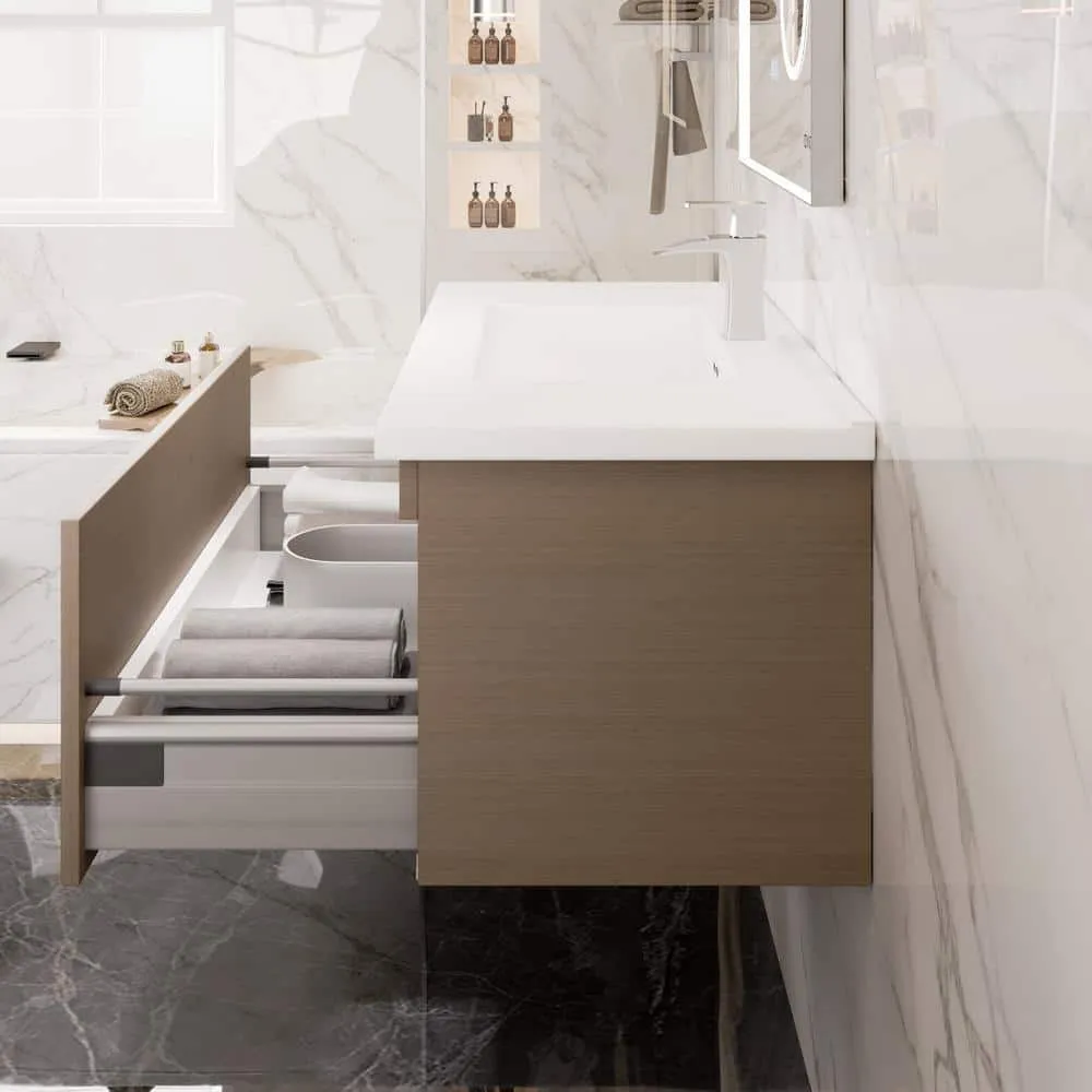 Eviva Orleans 38 in. W x 20 in. D x 23 in. H Single Sink Wallmount Bath Vanity in Wenge with White Porcelain Top, photo 2 of 3
