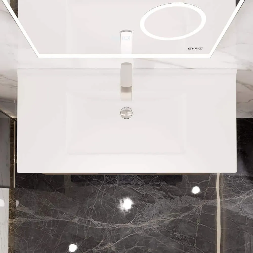 Eviva Orleans 38 in. W x 20 in. D x 23 in. H Single Sink Wallmount Bath Vanity in Wenge with White Porcelain Top, photo 3 of 3