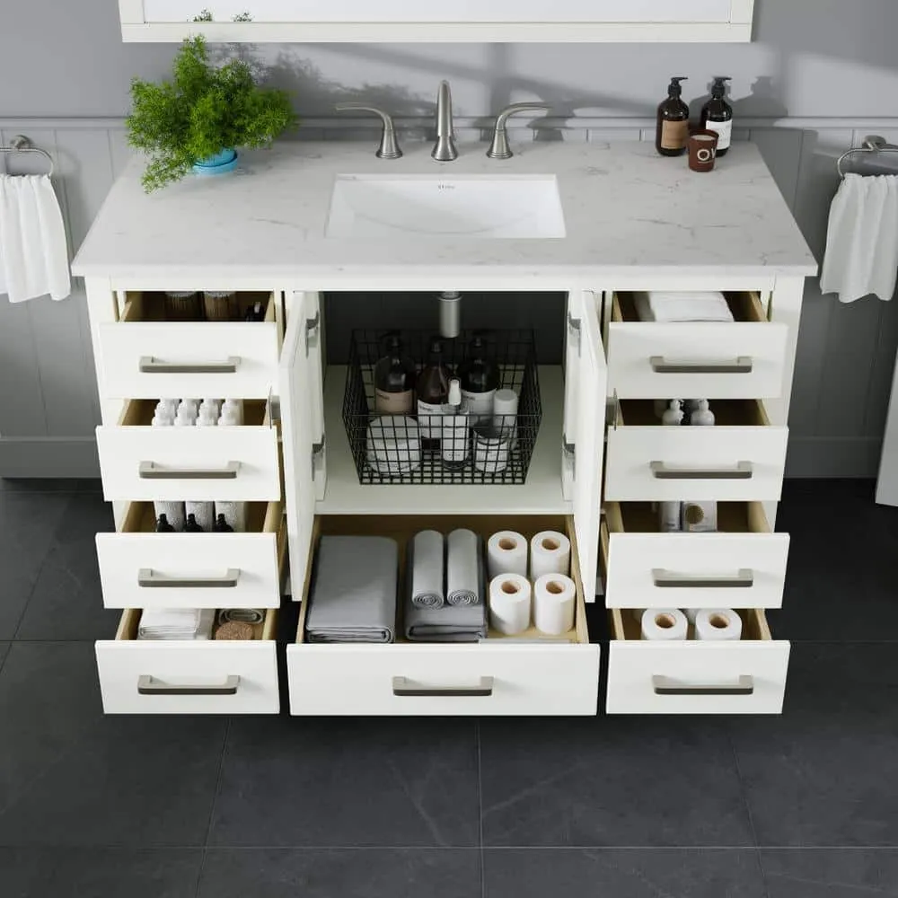 Eviva Aberdeen 42 in. W x 22 in. D x 34 in. H Single Bath Vanity in Espresso with White Carrara Marble Top and White Sink, photo 6 of 8