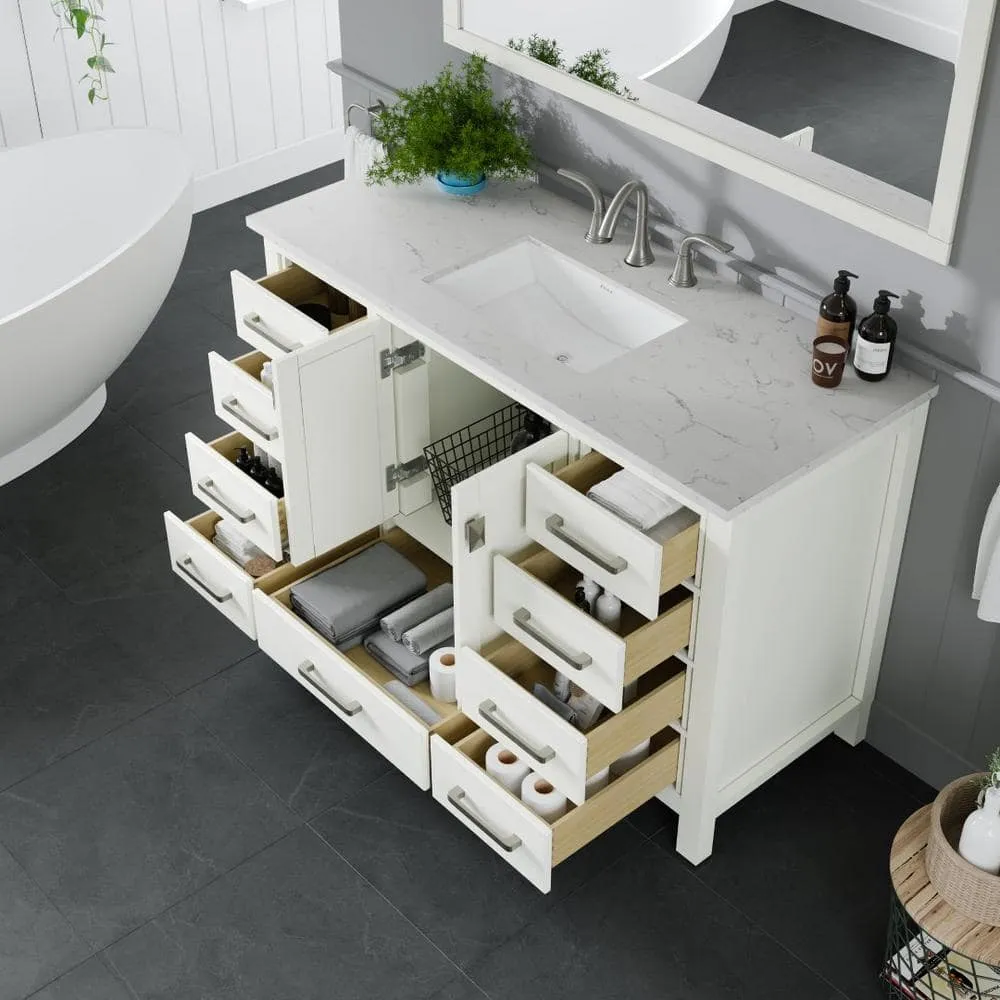 Eviva Aberdeen 42 in. W x 22 in. D x 34 in. H Single Bath Vanity in Espresso with White Carrara Marble Top and White Sink, photo 7 of 8