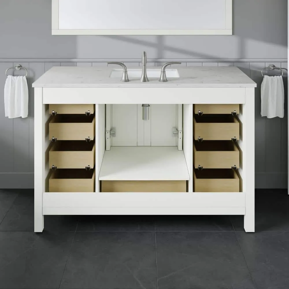 Eviva Aberdeen 42 in. W x 22 in. D x 34 in. H Single Bath Vanity in Espresso with White Carrara Marble Top and White Sink, photo 4 of 8