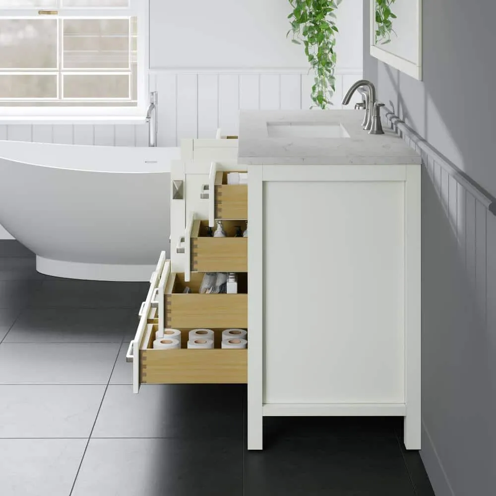Eviva Aberdeen 42 in. W x 22 in. D x 34 in. H Single Bath Vanity in Espresso with White Carrara Marble Top and White Sink, photo 3 of 8