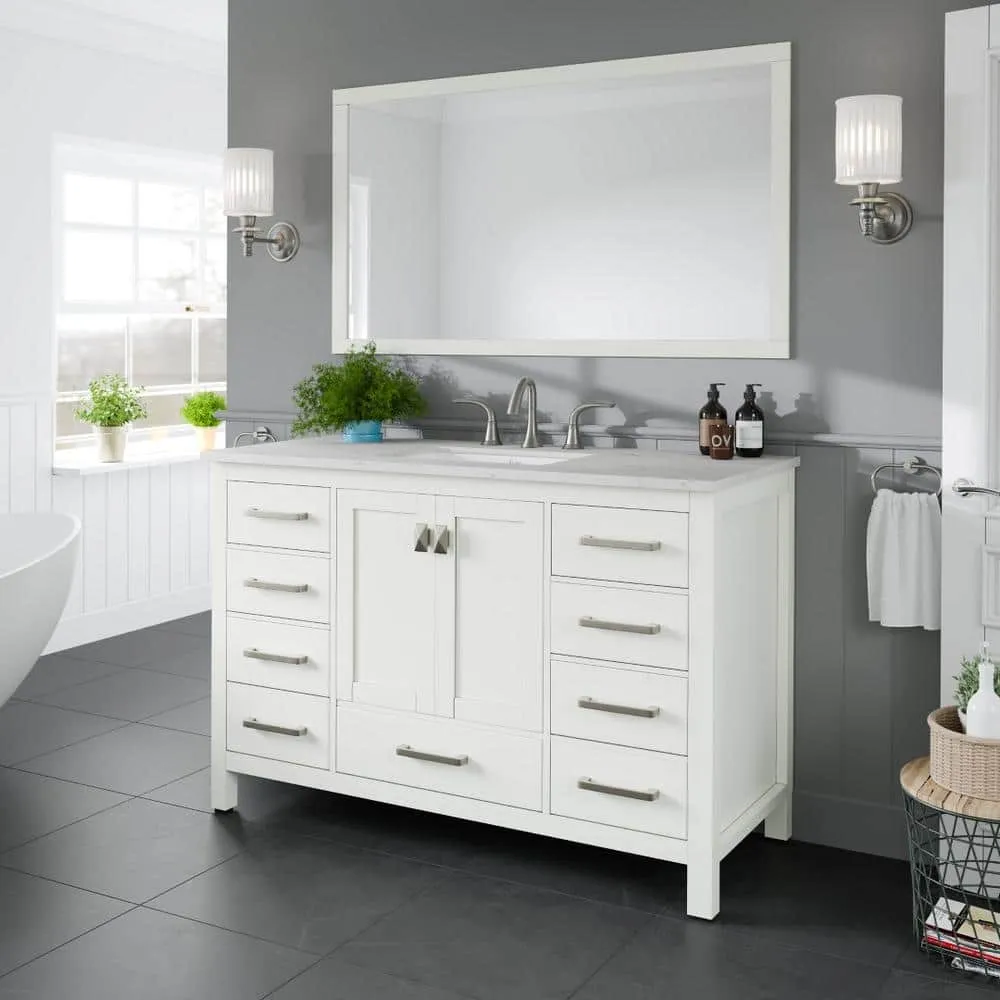 Eviva Aberdeen 42 in. W x 22 in. D x 34 in. H Single Bath Vanity in Espresso with White Carrara Marble Top and White Sink, photo 5 of 8