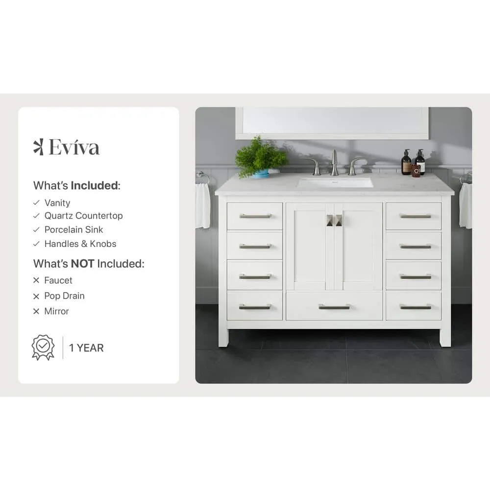 Eviva Aberdeen 42 in. W x 22 in. D x 34 in. H Single Bath Vanity in Espresso with White Carrara Marble Top and White Sink, photo 8 of 8