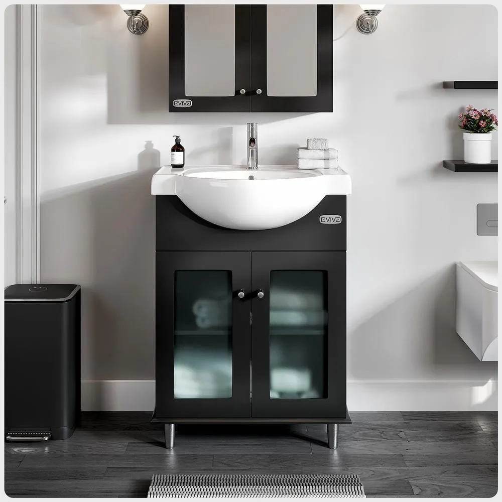 Eviva Tux 30 in. W x 19 in. D x 33 in. H Bathroom Vanity in Espresso with White Ceramic Top with White Sink, photo 2 of 3
