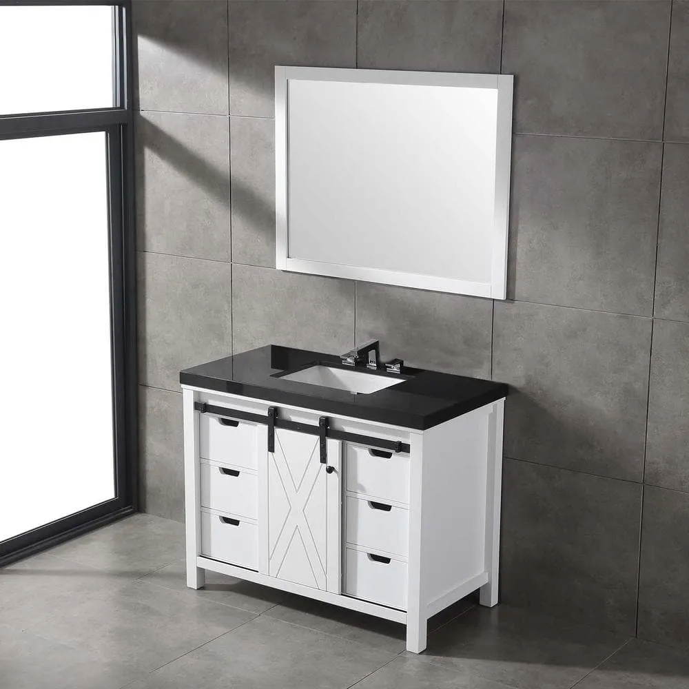 Eviva Dallas 42 in. W x 22 in. D x 34 in. H Bath Vanity in White with Black Granite Top with Black Sink, photo 3 of 3