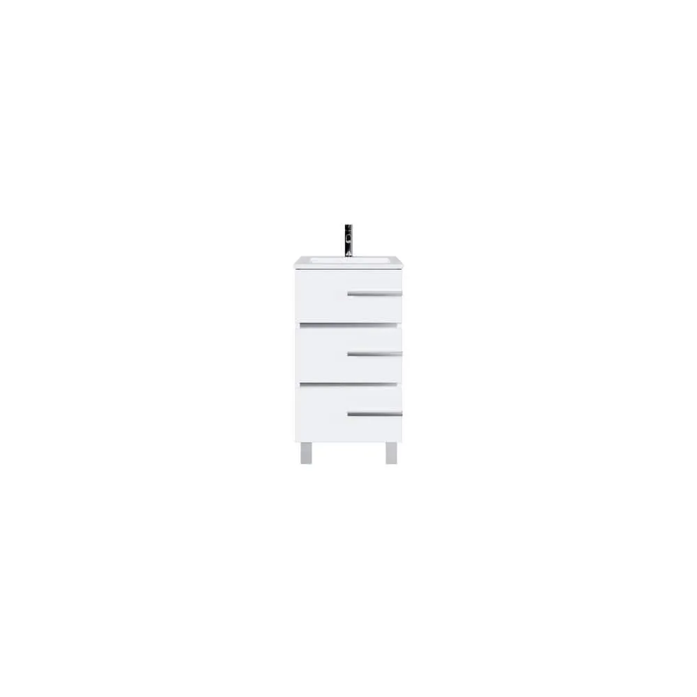 Eviva Deluxe 20 in. W. x 18 in. D x 34 in. H Single Freestanding Bath Vanity White, White Porcelain Integrated Sink Top, photo 2 of 3