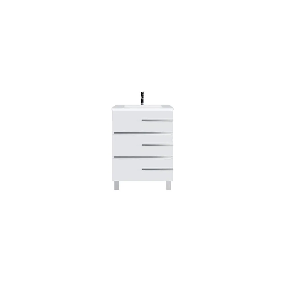 Eviva Deluxe 24 in. W x 18 in. D x 34 in. H Single Freestanding Bath Vanity in White with White Porcelain Integrated Sink Top, photo 2 of 3
