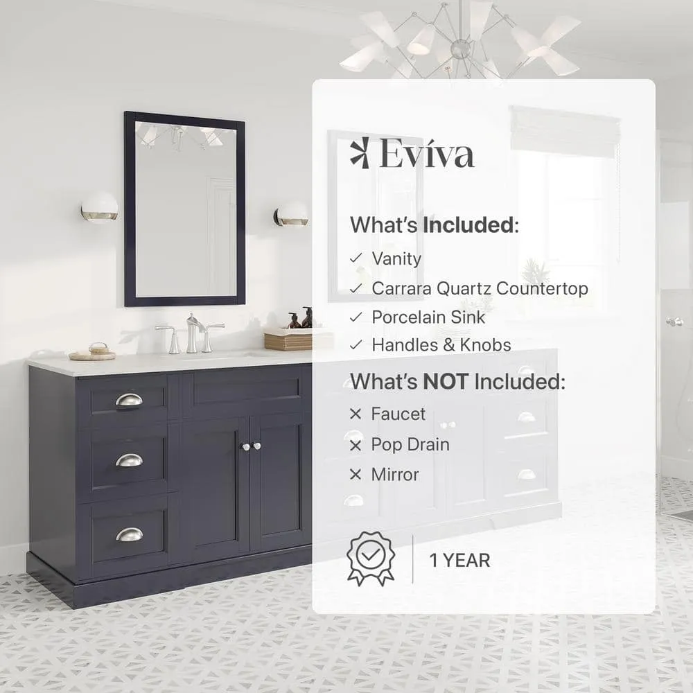 Eviva Epic 96 in. W x 22 in. D x 34 in. H Double Bathroom Vanity in Charcoal Gray with White Quartz Top and White Undermount Sinks, photo 7 of 8