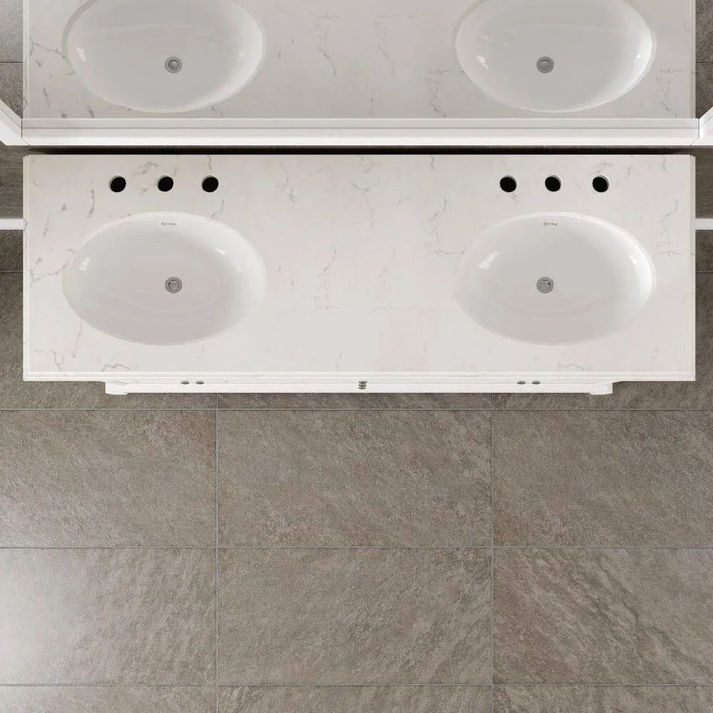 Eviva Elite Stamford 60 in. W x 24 in. D x 36 in. H Double Bath Vanity in White with White Carrara Marble Top and White Undermount Sinks, photo 4 of 8