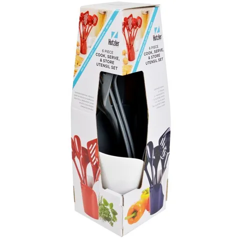 Melamine Gray Utensils and Crock (Set of 6)