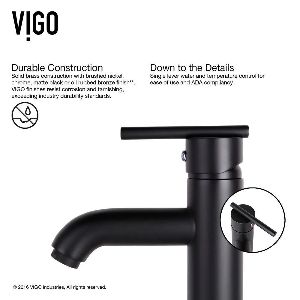 VIGO Hibiscus White Matte Stone Vessel Bathroom Sink and Seville Bathroom Vessel Faucet in Matte Black, photo 12 of 15