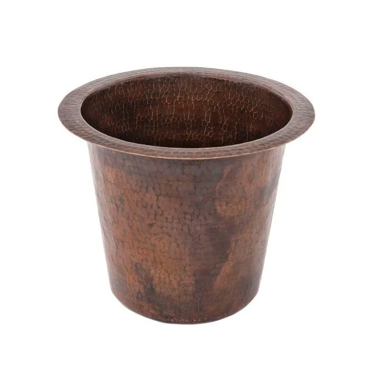 Undermount Round Hammered Copper 12 in. 0-Hole Champagne Bar Sink in Oil Rubbed Bronze, photo 3 of 4