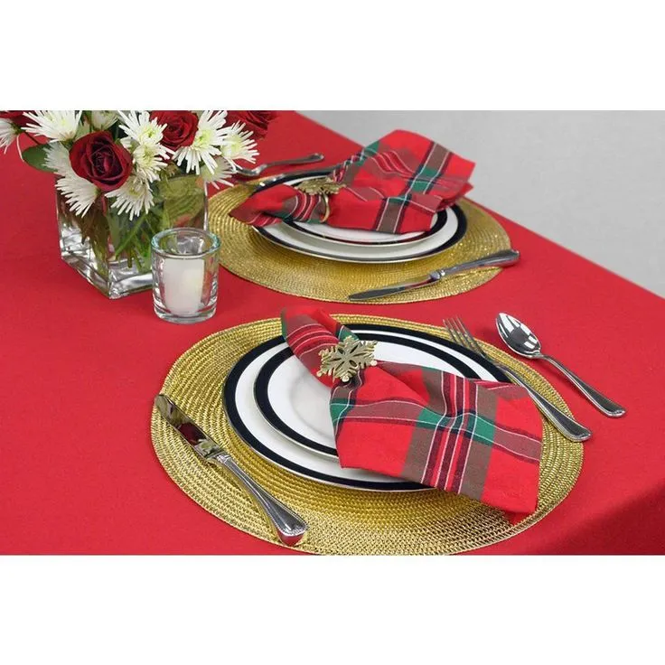 Christmas 60 in. x 104 in. Red Solid Polyester Tablecloth, photo 3 of 5