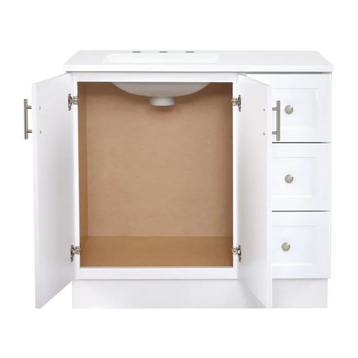 Style Selections 36.5-in White Single Sink Bathroom Vanity with White Cultured Marble Top (Mirror Included), photo 10 of 11
