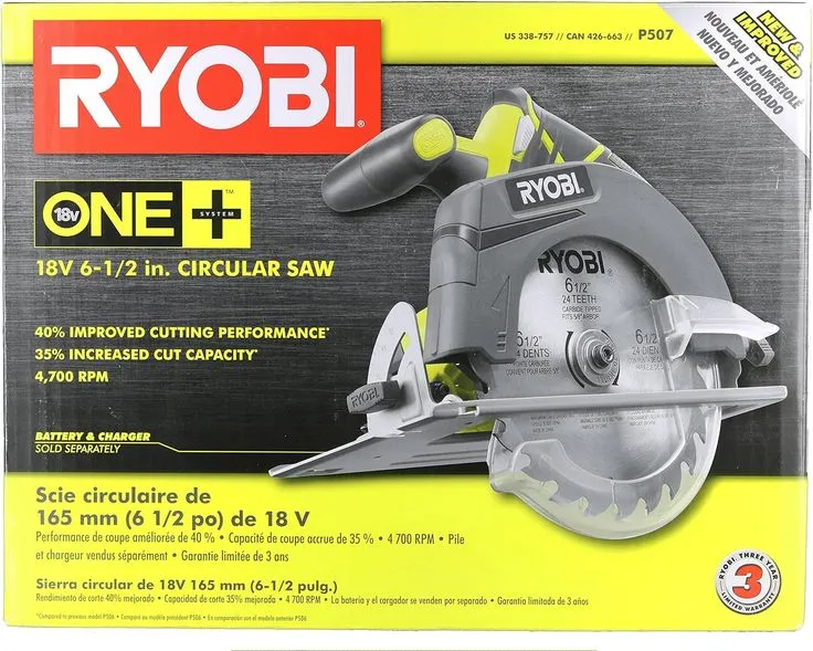 RYOBI 18-Volt ONE+ Cordless 6-1/2 in. Circular Saw with Lithium-Ion 2.0 Ah Battery and Dual Chemistry IntelliPort Charger, photo 6 of 8