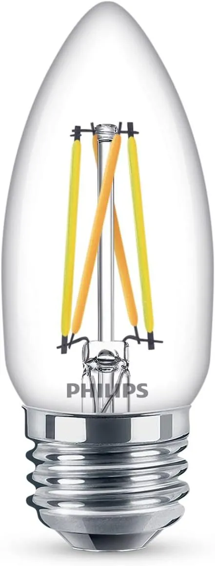 Philips 40-Watt Equivalent Soft White BA11 Dimmable Warm Glow Dimming Effect LED Candle Light Bulb Bent Tip E26 (2700K) (3-Pack), photo 2 of 8