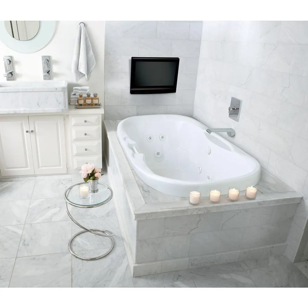Universal Tubs 70 in. Oval Acrylic Drop-In Air Bath/Whirlpool Bathtub with Heater, Center Drain, White, photo 2 of 6