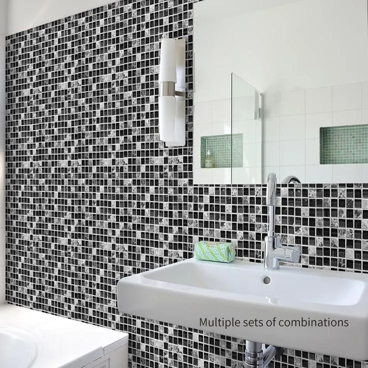 Goory 10Pcs Mosaic Pattern Waterproof Wall Tile Stickers Peel and Stick Tile Kitchen Backsplash Wallpaper Sticker 15x15cm/20x20cm, photo 7 of 9