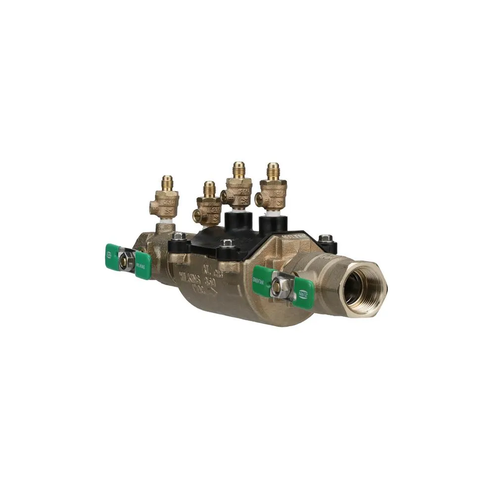 Zurn-Wilkins 1 in. Lead-Free Bronze Double Check Valve Assembly with Integral Male 45 Degree Flare SAE Test Fitting, photo 2 of 4