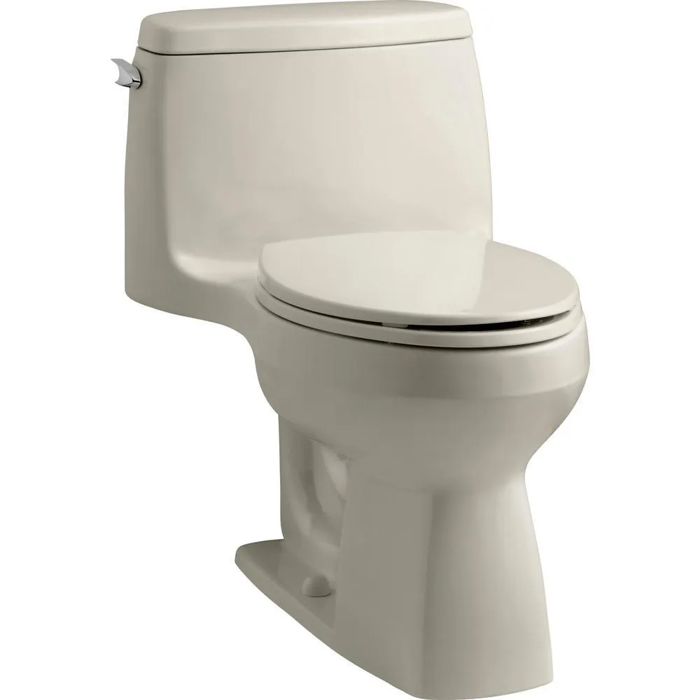 Santa Rosa Comfort Height 1-Piece 1.28 GPF Single Flush Compact Elongated Toilet with AquaPiston Flush in White, photo 20 of 21