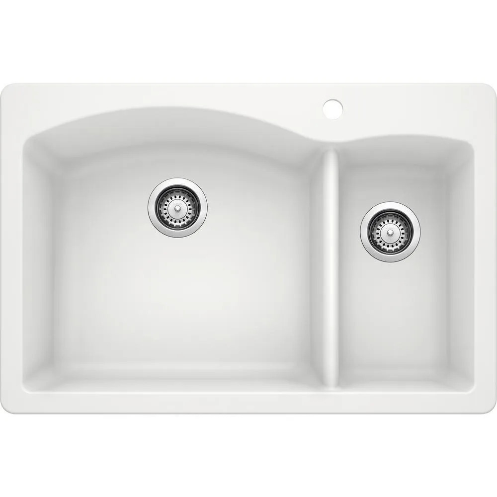 DIAMOND Dual Mount Granite Composite 33 in. 1-Hole 70/30 Double Bowl Kitchen Sink in Metallic Gray, photo 8 of 10