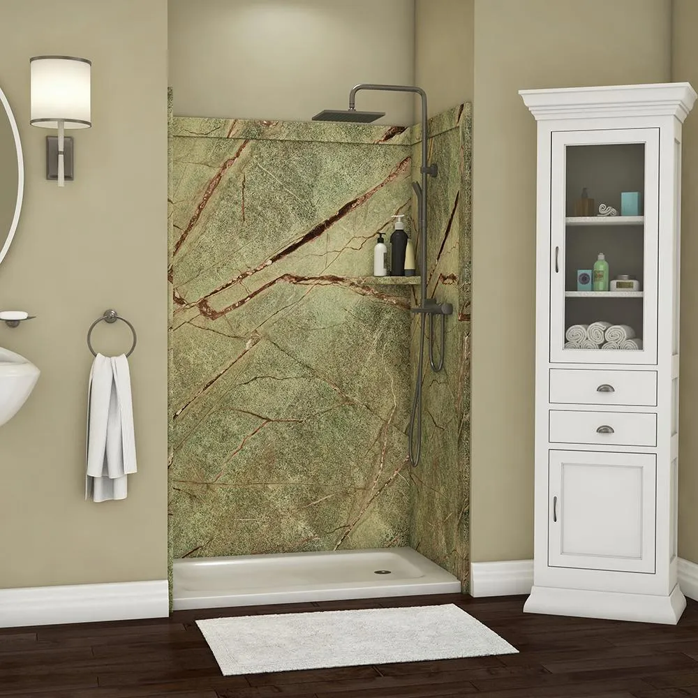 Elegance 36 in. x 48 in. x 80 in. 9-Piece Easy Up Adhesive Alcove Shower Wall Surround in Calacatta White, photo 6 of 24