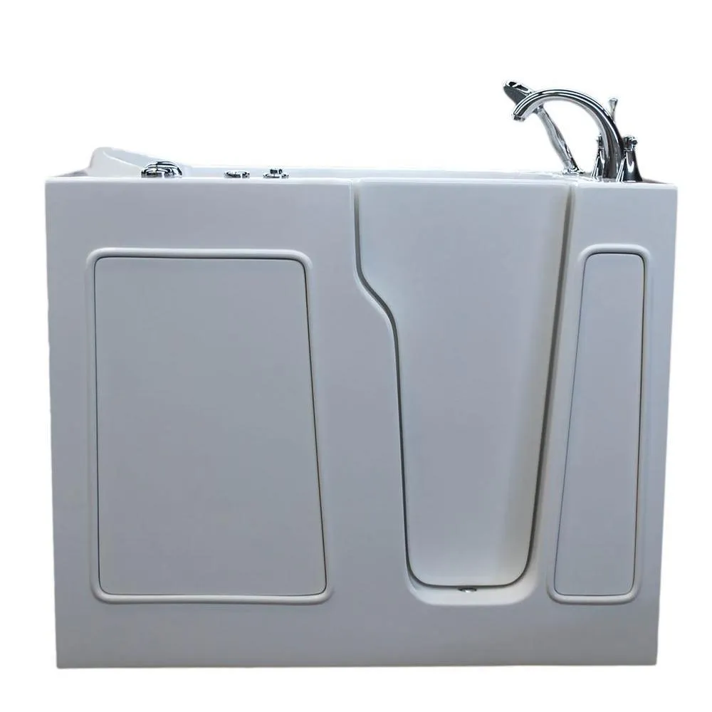 Rampart Nova Heated 3.9 ft. Walk-in Whirlpool Bathtub with 6 in. Tile Easy Up Adhesive Wall Surround in White, photo 10 of 13