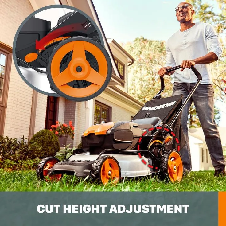 Worx POWER SHARE 40-Volt Li-ION Battery 20" 5.0Ah Push Mower w/ Mulching and Side Discharge Capabilities Walk Behind, photo 5 of 10