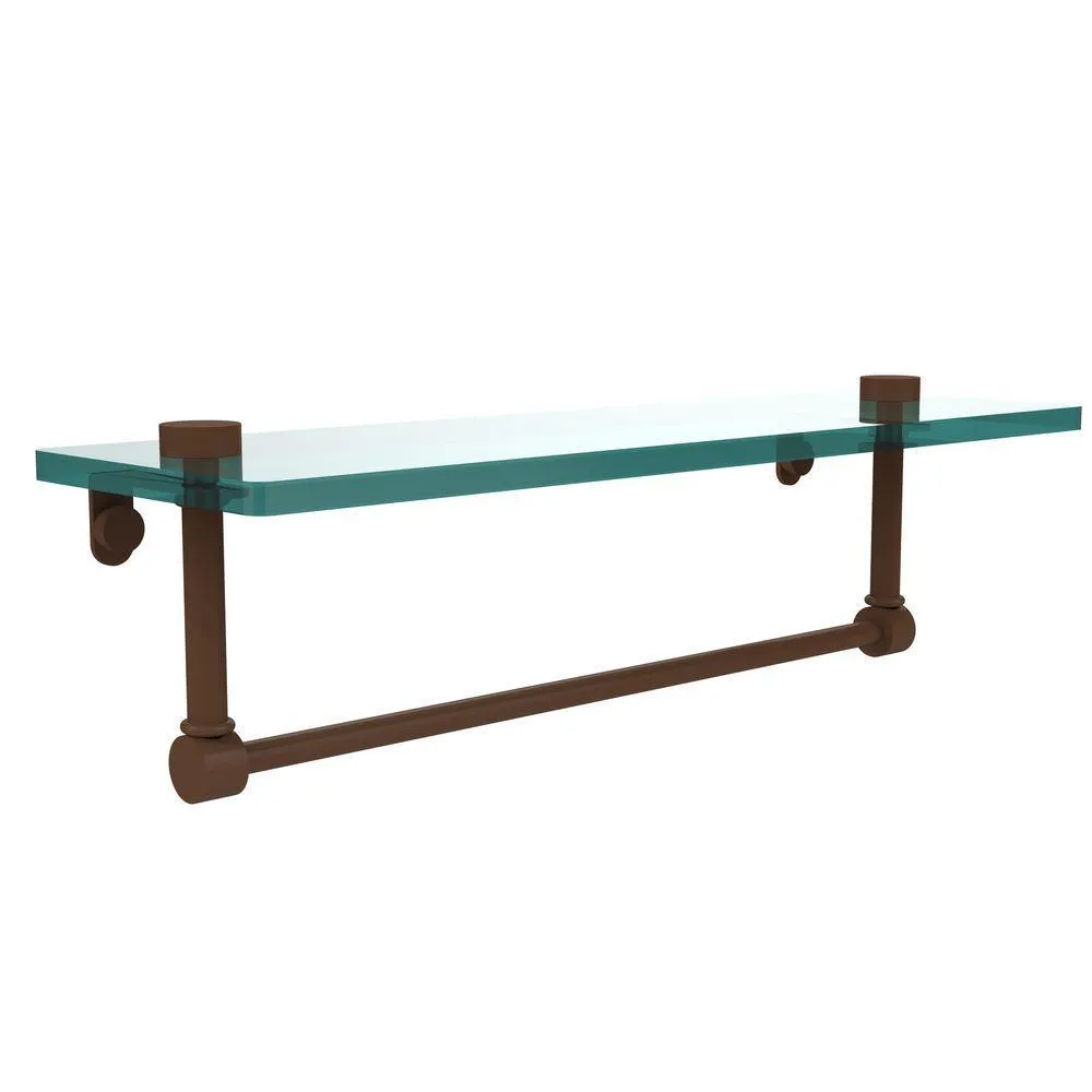 Allied Brass 16 in. L x 5 in. H x 5 in. W Clear Glass Vanity Bathroom Shelf with Towel Bar in Satin Nickel, photo 11 of 14