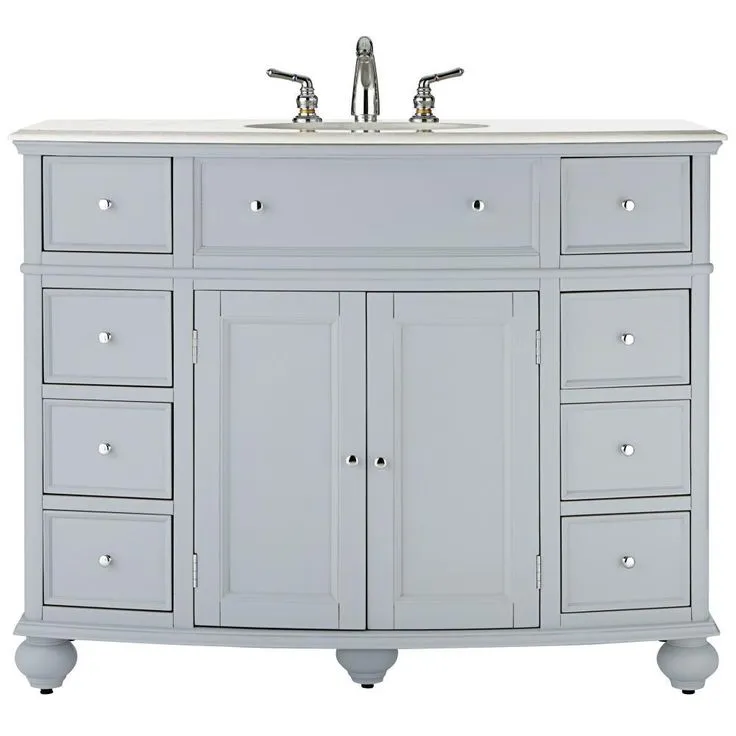 Hampton Harbor 45 in. W x 22 in. D Bath Vanity in Dove Grey with Natural Marble Vanity Top in White, photo 7 of 8