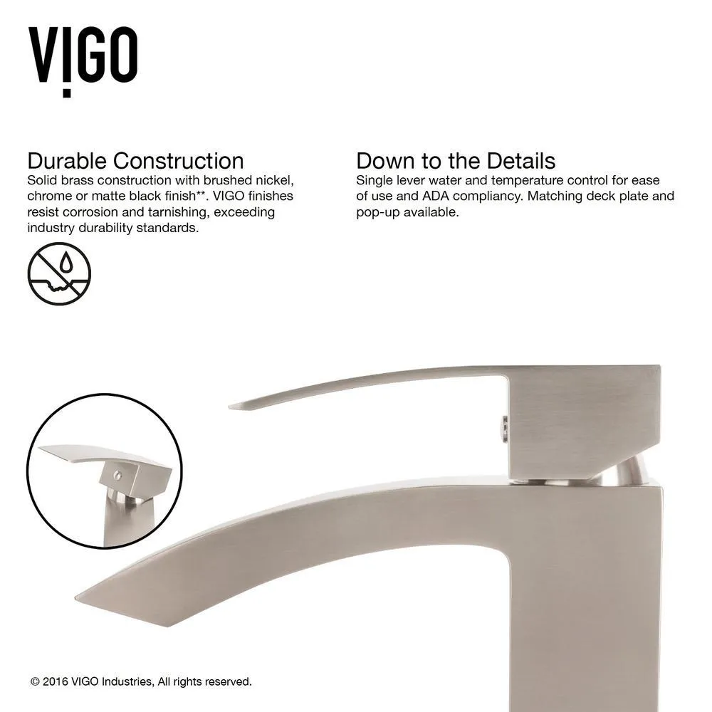 VIGO Single Hole Single-Handle Vessel Bathroom Faucet in Brushed Nickel, photo 4 of 13
