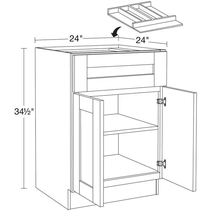 Home Decorators Collection Washington 24 in. W x 24 in. D x 34.5 in. H Vessel Blue Plywood Shaker Assembled Base Kitchen Cabinet Utility Tray, photo 4 of 6