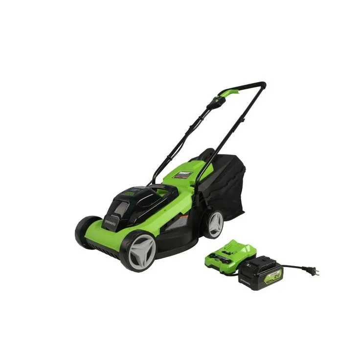 Greenworks 13 in. 24-Volt Battery Walk Behind Push Mower, 4Ah USB Battery and Charger Included MO24B410, photo 6 of 6