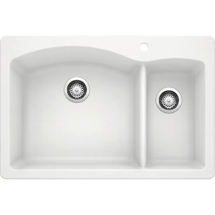DIAMOND Dual Mount Granite Composite 33 in. 1-Hole 70/30 Double Bowl Kitchen Sink in Metallic Gray, photo 10 of 10