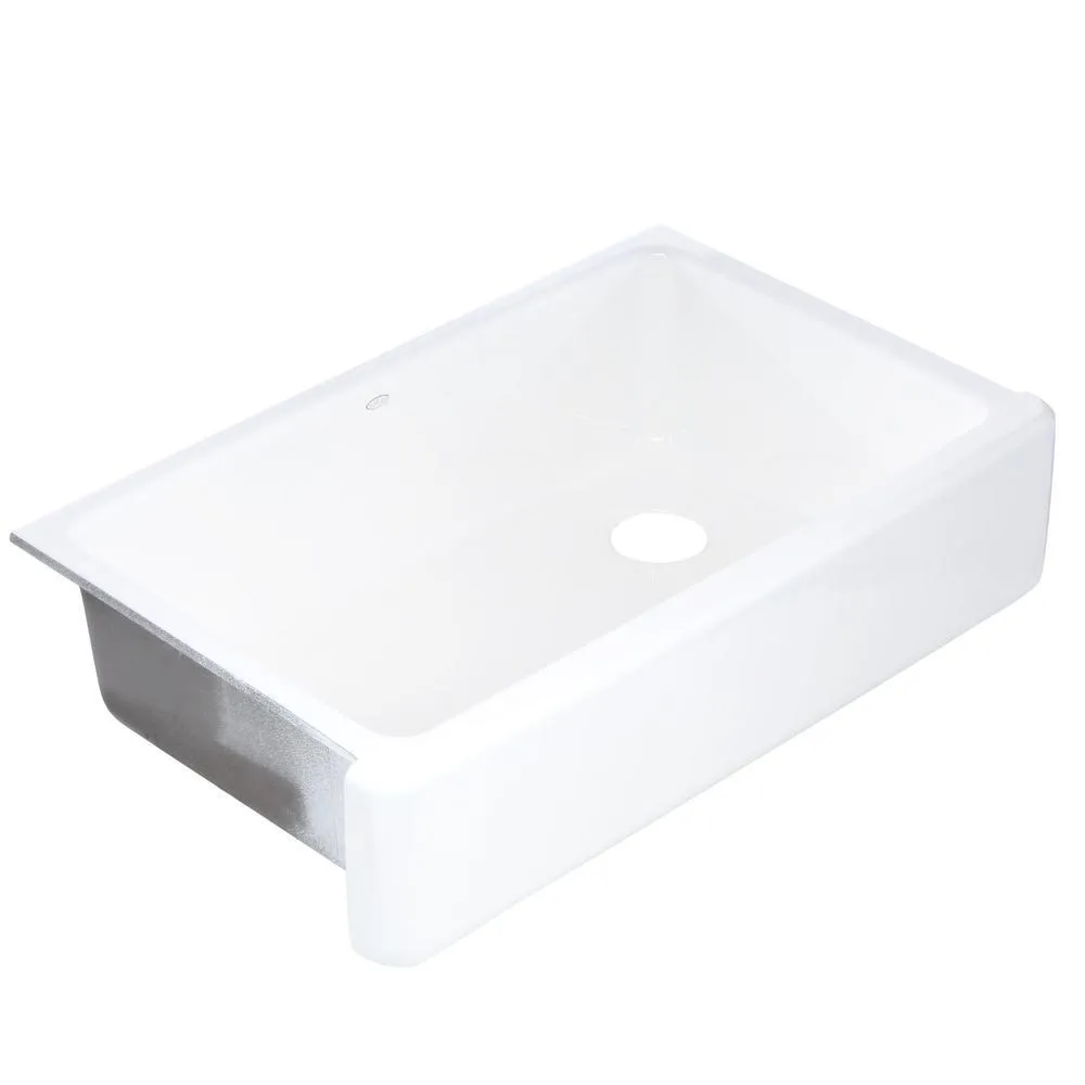 Whitehaven Farmhouse Undermount Self-Trimming Apron Front Cast Iron 36 in. Single Bowl Kitchen Sink in White, photo 10 of 16