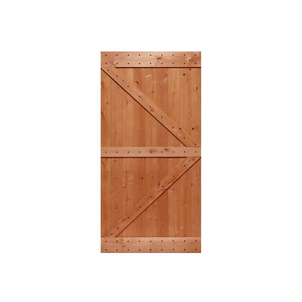 LUBANN 32 in. x 84 in. Ready-to-Assemble British Brace Hardwood Interior Sliding Barn Door Slab with Hardware Kit, photo 14 of 27