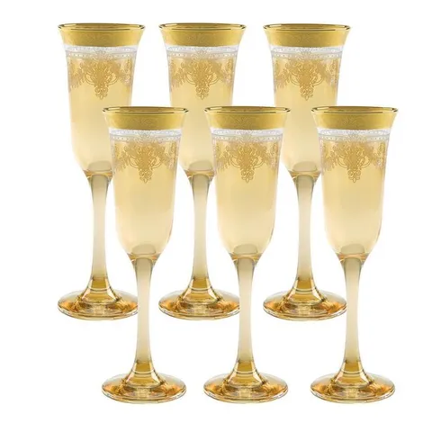 Amber Flutes with Gold Band (Set of 6)