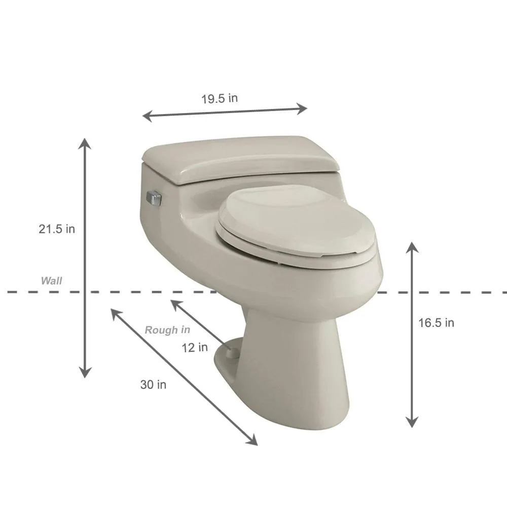 San Raphael Comfort Height 1-Piece 1 GPF Single Flush Elongated Toilet in Ice Grey, Seat Included, photo 3 of 10
