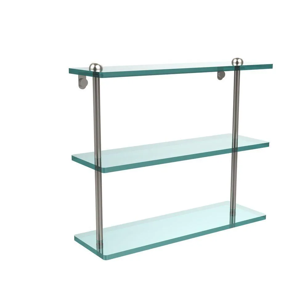 Allied Brass 16 in. L x 15 in. H x 5 in. W 3-Tier Clear Glass Bathroom Shelf in Antique Pewter, photo 5 of 14
