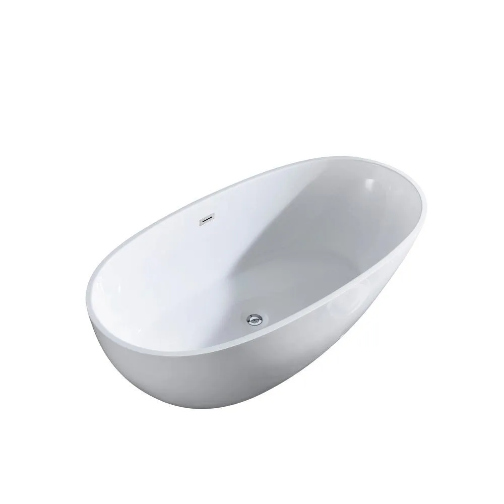 Layla 67 in. Acrylic Classic Flatbottom Non-Whirlpool Freestanding Oval Bathtub in Black Matte, photo 6 of 7
