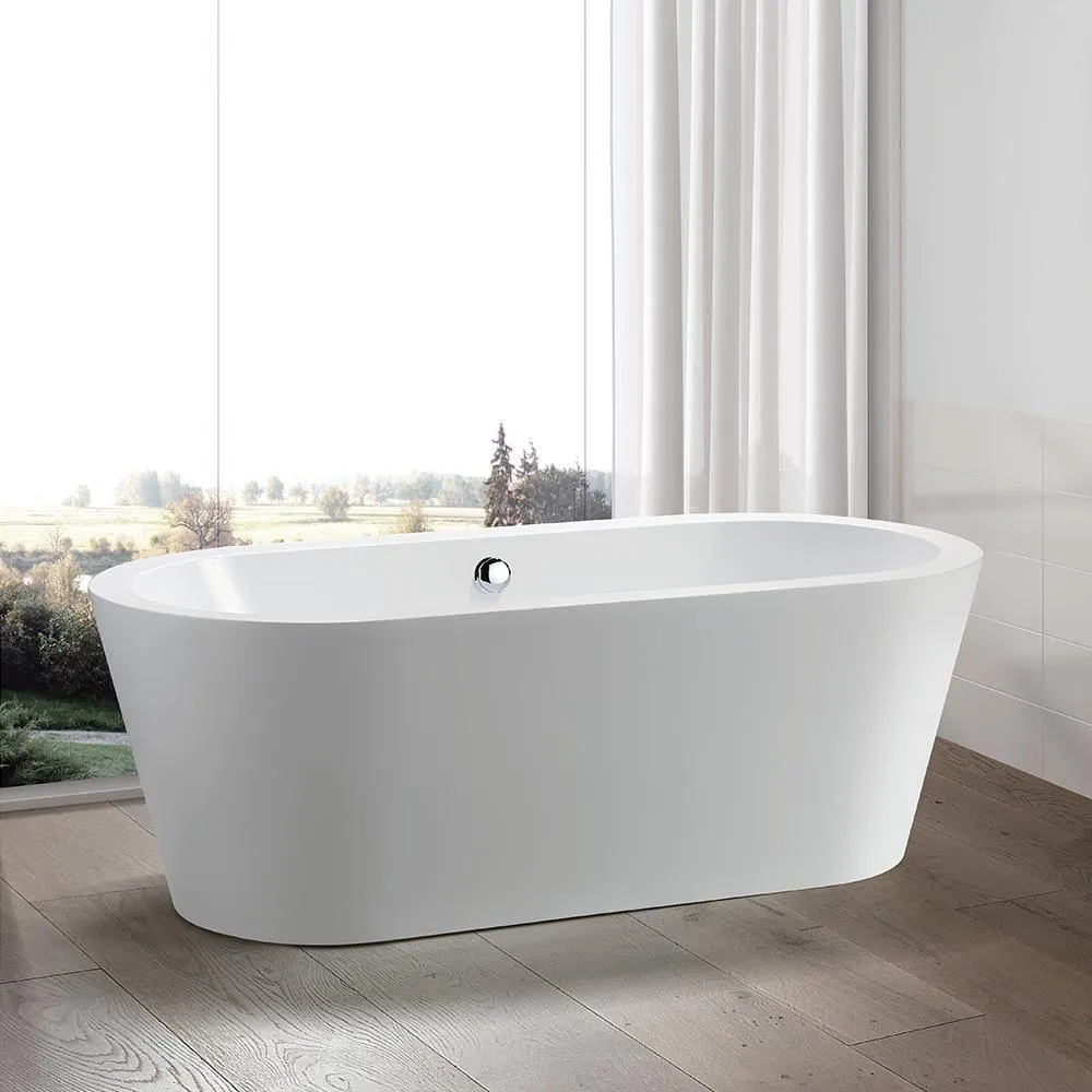 Lorient 59 in. Acrylic Flatbottom Freestanding Bathtub in White, photo 10 of 10