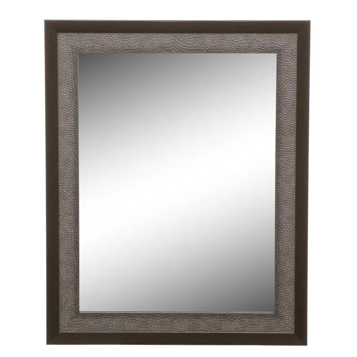 23 in. W x 29 in. H Framed Rectangular Anti-Fog Bathroom Vanity Mirror in Pewter and Espresso Finish, photo 5 of 6